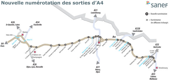 Autoroute A4 – les sorties changent de numéro