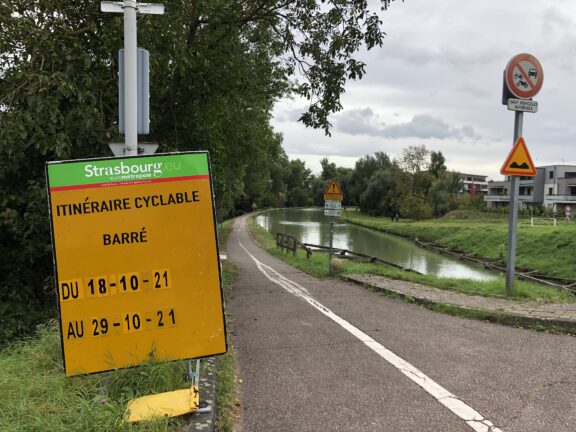 Travaux sur la piste cyclable le long du canal