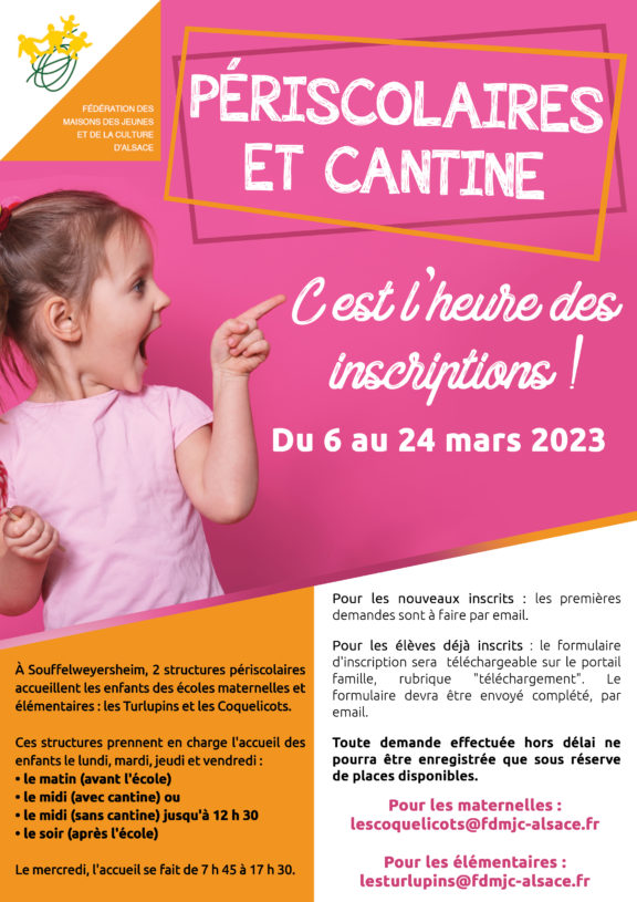 Périscolaires et cantine : inscriptions 23-24