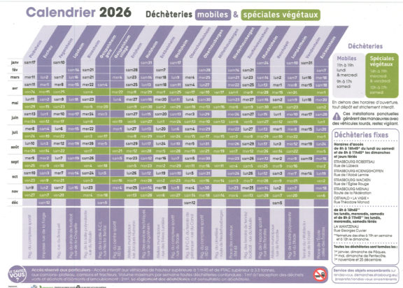 Calendrier 2026 – collecte des déchets